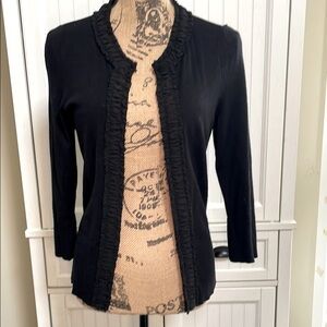 White House Black Market Black Ruffled Women's Sweater size small